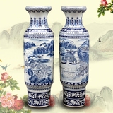 景德镇陶瓷中式仿古手绘山水画落地大花瓶复古典装饰摆件开业礼品