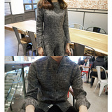 2015春季新款韩版男女装修身长裙百搭打底裙情侣装 长袖衬衫 衬衣