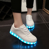 春秋季七彩发光鞋USB充电LED情侣夜光板鞋男女韩版充电透气夜光鞋