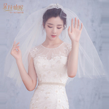 朵拉仙妮纯爱 韩国新款简约短款遮面素纱 新娘结婚婚纱头纱多层