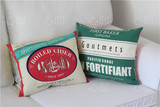 复古甜美英文vintage 韩国棉麻 靠垫 抱枕 腰枕 靠背沙发座椅红绿