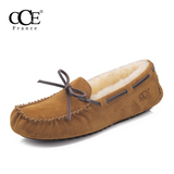 CCE法国羊皮毛一体女鞋冬款棉鞋休闲鞋软鞋纯手工羊毛豆豆鞋c5612