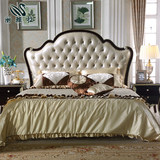 丽维拉 欧式真皮床 实木床 1.8米卧室简约美式家具 布艺双人婚床