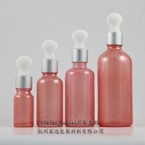 厂家直销F 10/30/50/100ml粉红色喷涂精油瓶,滴管瓶,精华液原液瓶