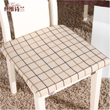 桌布布艺 格子 长方形餐桌布椅垫套装正方形台布棉麻茶几布地中海