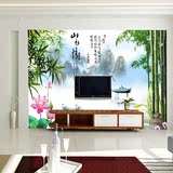 墙纸卧室影视墙壁纸墙布山水情客厅中式电视背景墙大型壁画3d立体