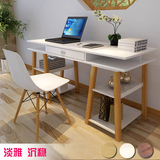 台式电脑桌子宜家用现代简约实木办公桌书房卧室写字台书桌置物架