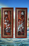 梅兰竹菊中式装饰画实木雕刻玉雕壁画沙发背景客厅立体浮雕挂画