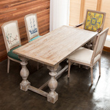 美式乡村实木餐桌 简欧宜家做旧餐桌椅组合 欧式实木餐厅家具定制