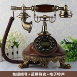 新款高档仿古电话机 欧式复古电话机实木金属旋转盘创意电话机