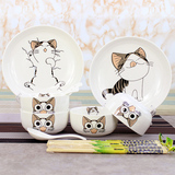 儿童餐具碟子 陶瓷碗筷勺礼品批发韩式碗碟套装 可爱卡通骨质瓷器