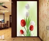 3D壁画《郁金香》华丽的鲜花花卉古典玄关墙纸电视客厅墙纸壁纸