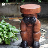 印度进口猩猩实木凳 手工木雕花架 穿鞋凳 装饰家俱 工艺家居饰品