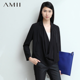 Amii[极简主义]秋装新品小翻领雪纺西装女式外套