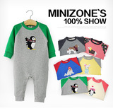 minizone婴幼儿动物系列长袖全棉连体衣高品质哈衣儿童卫衣爬行服
