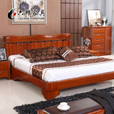 六郎现代新中式全实木双人1.8米大婚床气动储物床海棠木主卧家具