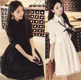 2016春季新款女装韩版夏季蕾丝修身欧根纱短裙大码雪纺打底连衣裙