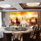 中式八骏图国画客厅沙发电视背景墙纸壁纸壁画酒店餐厅装修墙布