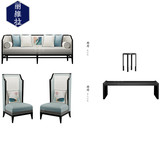 丽维拉新中式沙发 简约现代中式创意布艺印花沙发 高背沙发椅家具