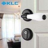 德国KLC 欧式青古铜室内门锁仿古卧室房门分体锁具陶瓷黑色把手