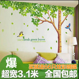 特大型家居装饰墙贴客厅电视背景浪漫卧室床头墙上贴纸贴画绿树叶
