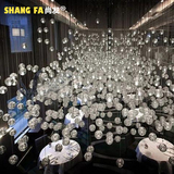 北欧宜家餐厅吊灯流星雨流星球吊灯创意个性楼梯灯水晶玻璃球灯具