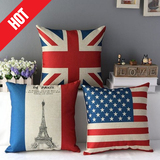 英国米字亚麻抱枕创意床头靠枕沙发汽车办公室椅子靠背国旗靠垫套