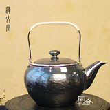 日本原装进口熏银铜壶 里外度厚纯银 内胆纯紫铜 泡茶壶提手急须