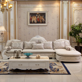 简约欧式沙发 法式布艺沙发组合 新古典L型雕花客厅沙发简欧沙发