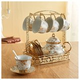 咖啡杯套装咖啡套具 整套欧式高档骨瓷红茶杯陶瓷6杯碟配壶送架子