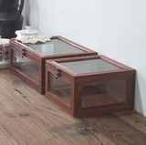 ZAKKA怀旧木盒玻璃盒;玻璃盖+四周其中三面有玻璃;共四面带玻璃
