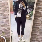 现货2016秋新韩国代购时尚气质西装九分休闲西裤OL纯色女两件套装