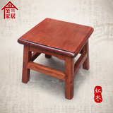 明清古典红木家具 红木正方形小矮凳 实木儿童小凳子板凳换鞋凳