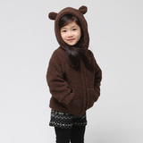 2016韩国童装冬装新款儿童加绒毛毛绒可爱外套女童保暖加厚外套潮