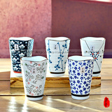 外贸出口日本|日式和风|手绘小碎花|复古青花|陶瓷水杯茶杯刷牙杯