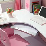 儿童书桌带书架组合1.2米直角书桌书柜拐角写字台粉色转角电脑桌