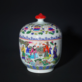 仿古粉彩人物盖罐茶叶罐 景德镇花瓶陶瓷器摆件 家居装饰品工艺品