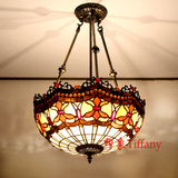 蒂凡尼欧式复古创意过道灯 卧室餐厅阳台走廊艺术装饰玻璃反吊灯