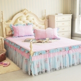全棉韩版纯色夹棉蕾丝床裙单件纯棉加厚床单床罩1.5/1.8米