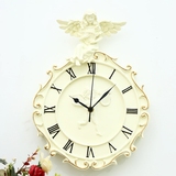 欧式田园挂钟静音客厅大钟表 环保树脂壁钟创意个性天使艺术挂钟
