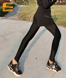 假两件运动裤女 黑色显瘦速干滑料宽松跑步健身长裤 带拉链口袋