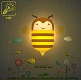 可爱儿童房装饰感应灯 卡通动物光感应小夜灯220V蜜蜂瓢虫