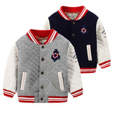 2015秋款外贸原单品牌童装男童儿童海军风加绒保暖棒球服棉衣外套