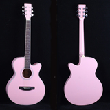 40寸女生粉色白色民谣吉他初学者入门电箱款木吉它 旅行jita乐器