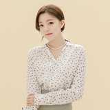 韩国代购雪纺衫2016春季新款波点女士衬衫长袖衬衣打底衫韩版上衣