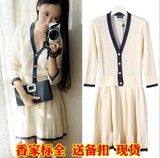 香港IT代购女装 长袖开衫外套+半裙套装 小香风羊毛针织淑女套装