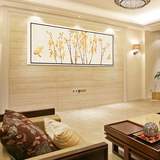 微框油画布新中式客厅沙发装饰画书房挂画卧室床头壁画背景墙画