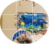 海洋世界墙贴纸3D立体海底总动员海豚儿童墙贴画卧室客厅装饰墙纸