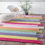 时尚异形彩色条纹抽象地毯卧室床边书房儿童房手工地毯定制特价