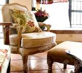 林木家具美式布艺单人沙发椅子休闲椅实木老虎椅懒人椅带扶手包滕